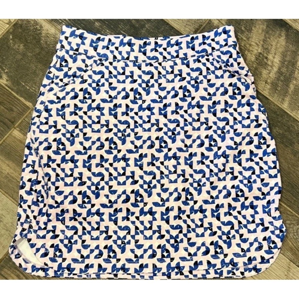 Peter Millar Skirt With Shorts Skort Blue Pink Geometric Golf LF22EB15HS Small